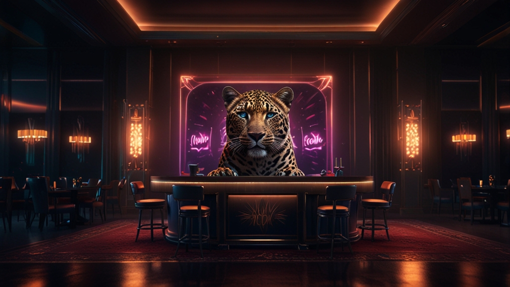 Dunkle Casino-Lobby mit Hinweis auf einen Bonus ohne Einzahlung