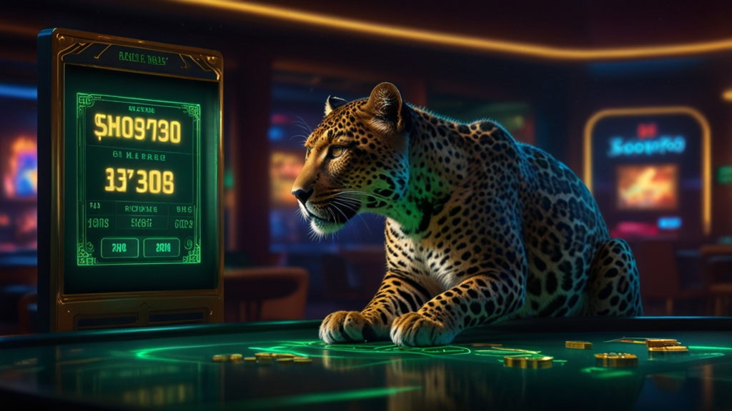 Spieler prüft Auszahlungsablauf im dunklen Casino-Konto mit Leopard-Design